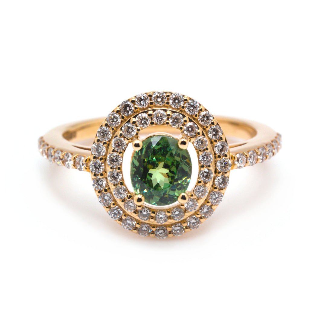 Demantoid Garnet & Diamond Ring