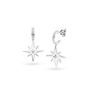 Céleste North Star Pavé Hoop Earrings