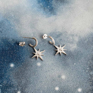 Céleste North Star Pavé Hoop Earrings