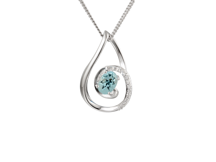 Aquamarine & Diamond Pendant