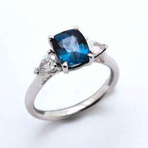 Blue Spinel & Diamond Ring