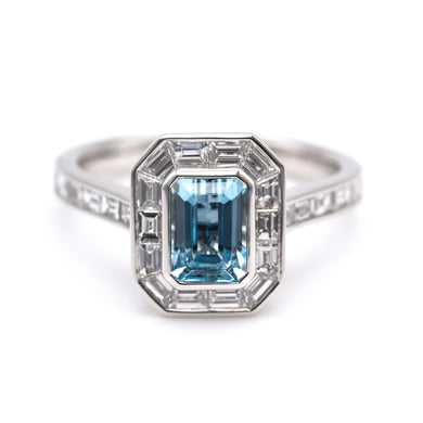 Aquamarine & Diamond Ring