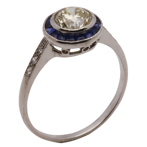 Sapphire & Diamond Target Ring