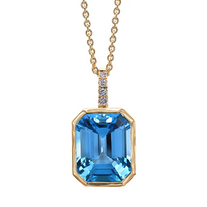 Blue Topaz & Diamond Pendant