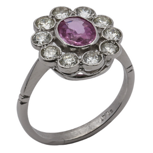 Pink Sapphire & Diamond Ring