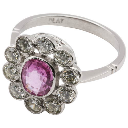 Pink Sapphire & Diamond Ring