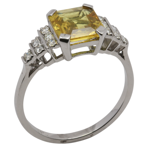 Yellow Sapphire & Diamond Ring
