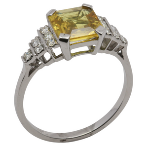 Yellow Sapphire & Diamond Ring