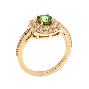 Demantoid Garnet & Diamond Ring