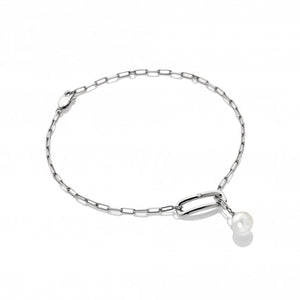 Linked Paperclip Pearl Bracelet