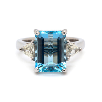 Aquamarine & Diamond Ring