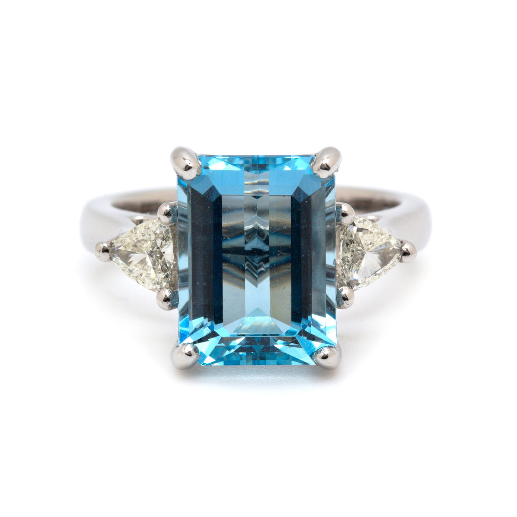 Aquamarine & Diamond Ring