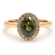 Green Sapphire & Diamond Cluster Ring